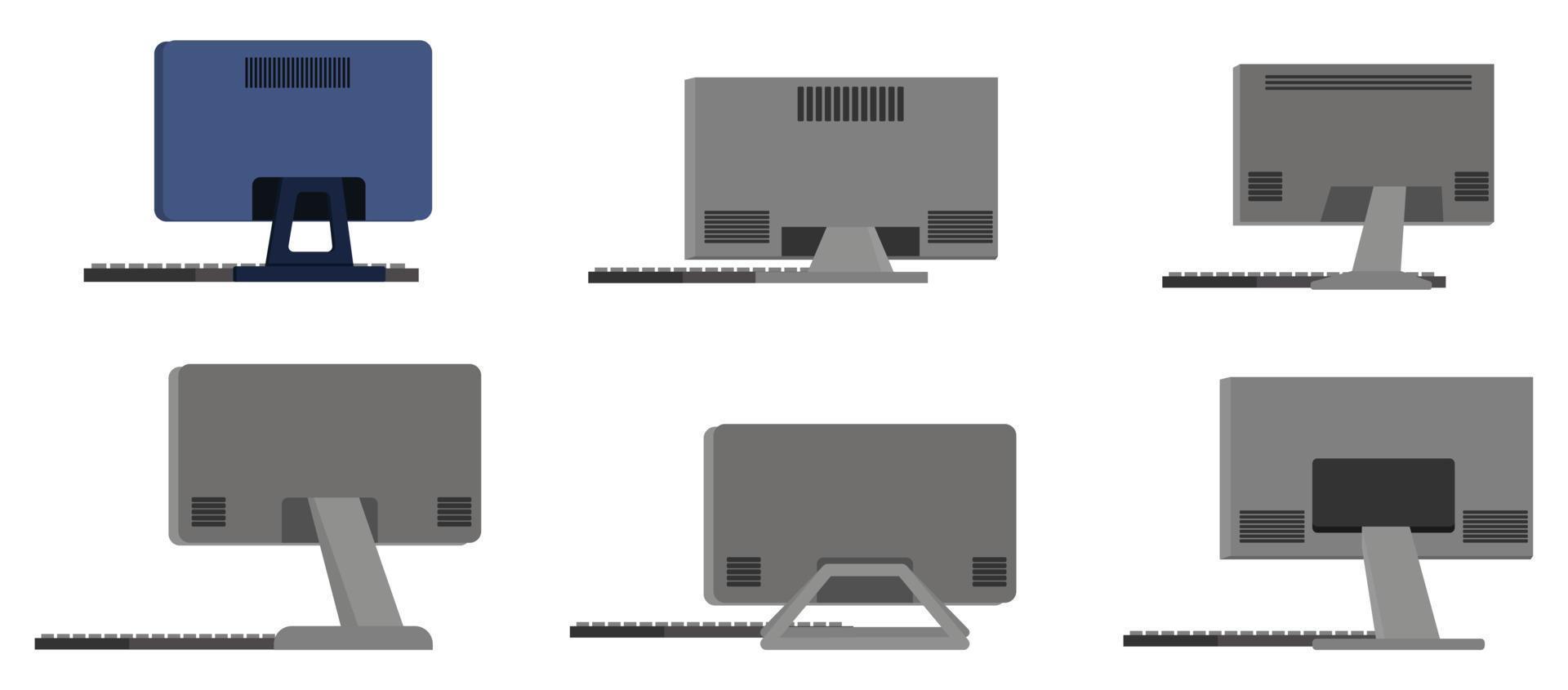 Cute beautiful desktop pc for desk desktop pc back side view isolated vector