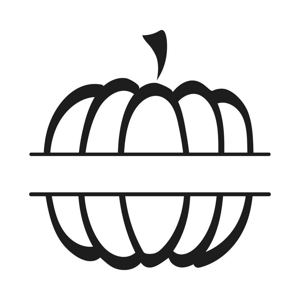 Pumpkin frame modern decor for autumn.Vector black silhouette. vector