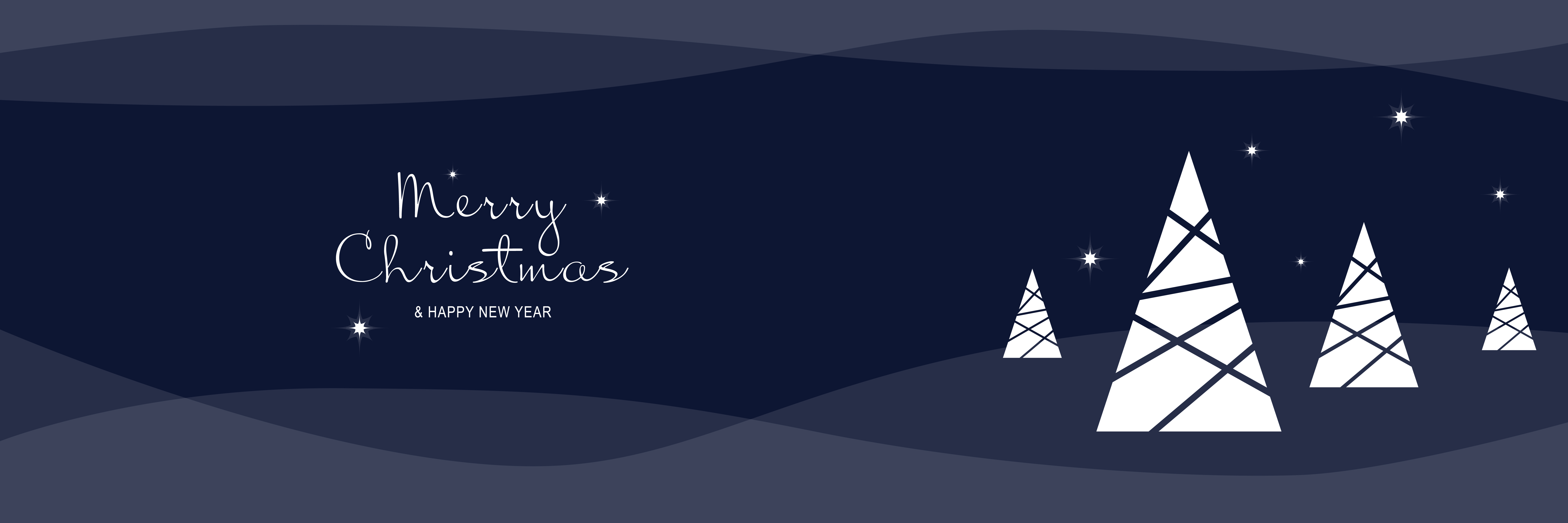 Merry Christmas And New Year 2022 Poster. Xmas Minimal Banner With Holiday Symbols Of Festive Trees In Abstract Winter Night And Text On White Background. Vector Illustration For Greeting Card Design 3709455