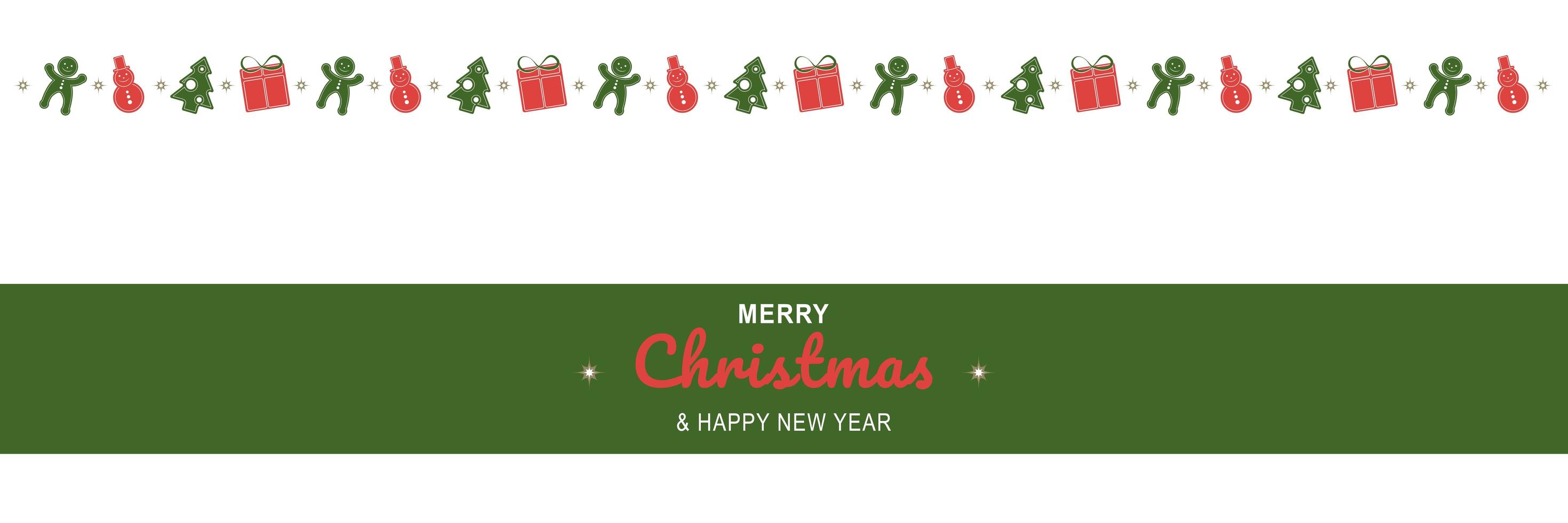 Merry Christmas and New Year 2022 poster. Xmas minimal banner with holiday symbols border and text on white background. Horizontal header of website. Vector illustration for greeting card design
