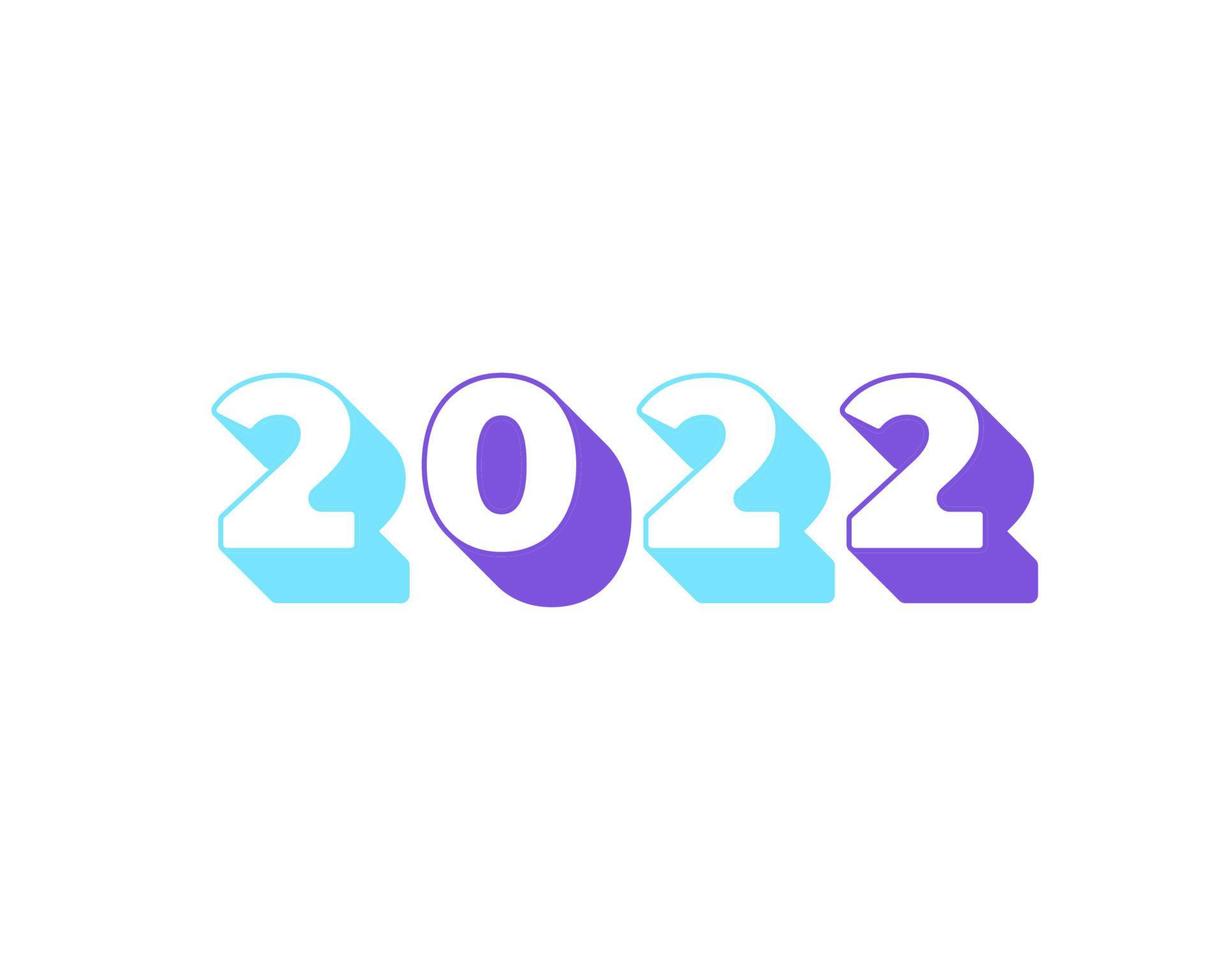 Happy New Year 2022 Long Shadow Design Template. Modern Design for Calendar, Invitations, Greeting Cards, Holidays Flyers or Prints vector