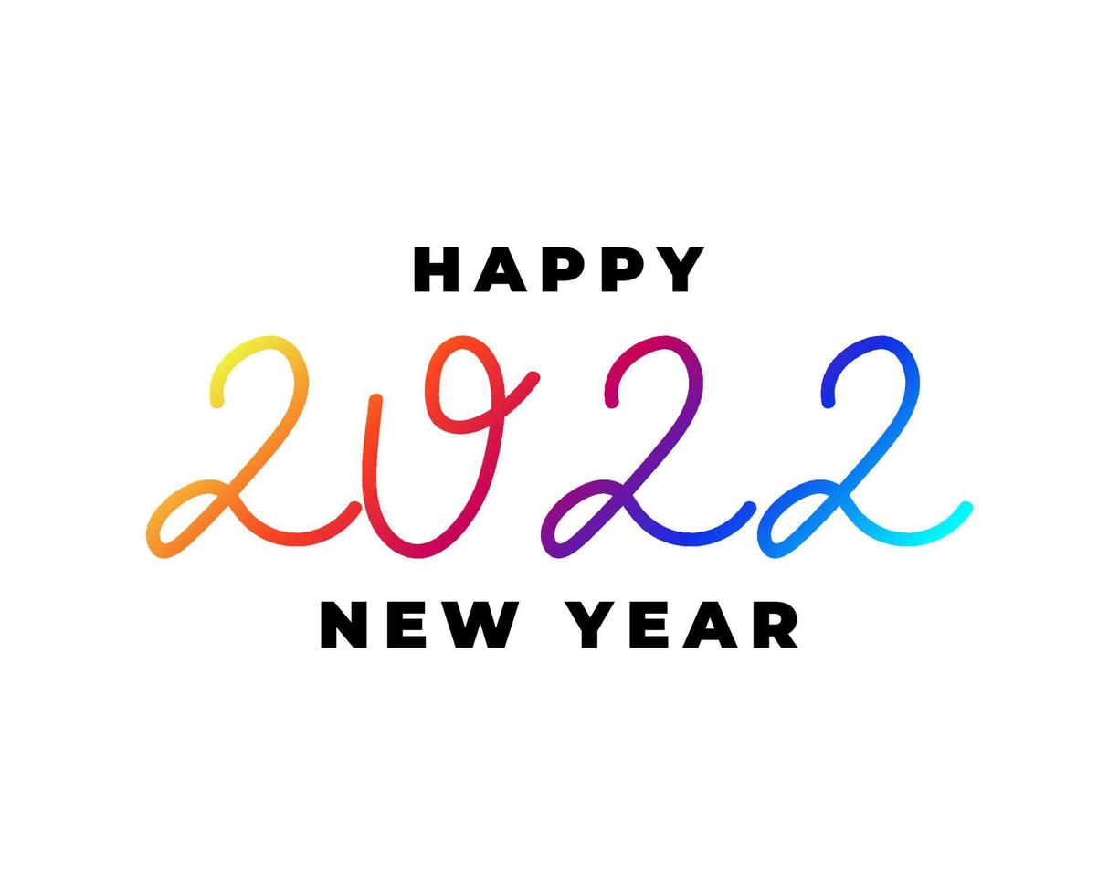 Happy New Year 2022 Long Shadow Design Template. Modern Design for Calendar, Invitations, Greeting Cards, Holidays Flyers or Prints. vector