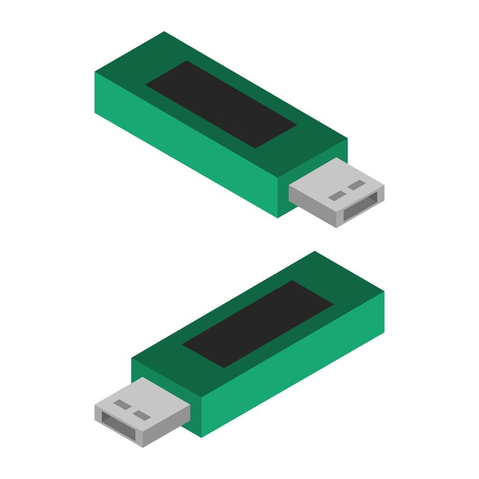 Unidad USB isométrica sobre un fondo blanco. vector