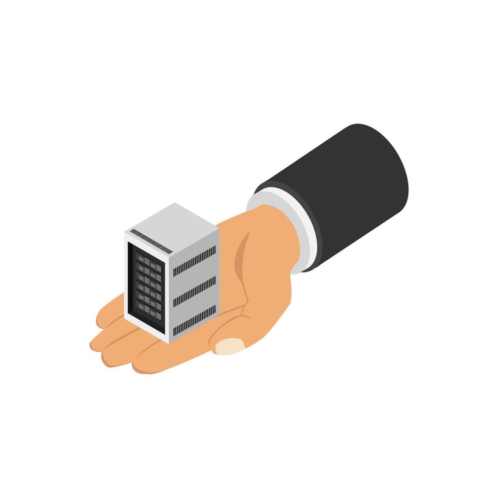 Server in isometric hand vector
