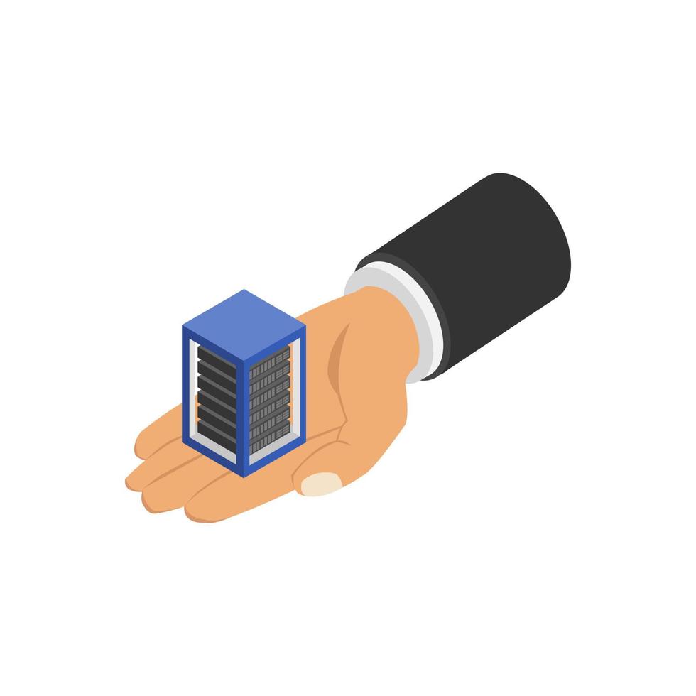 Server in isometric hand vector