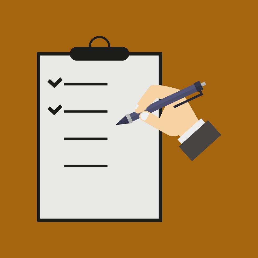 Write on the check list vector