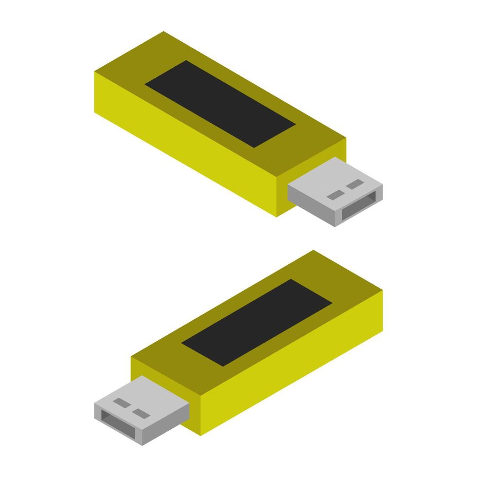 Unidad USB isométrica sobre un fondo blanco. vector