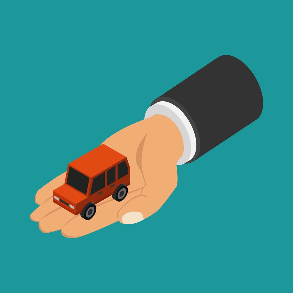 Car on isometric hand vector