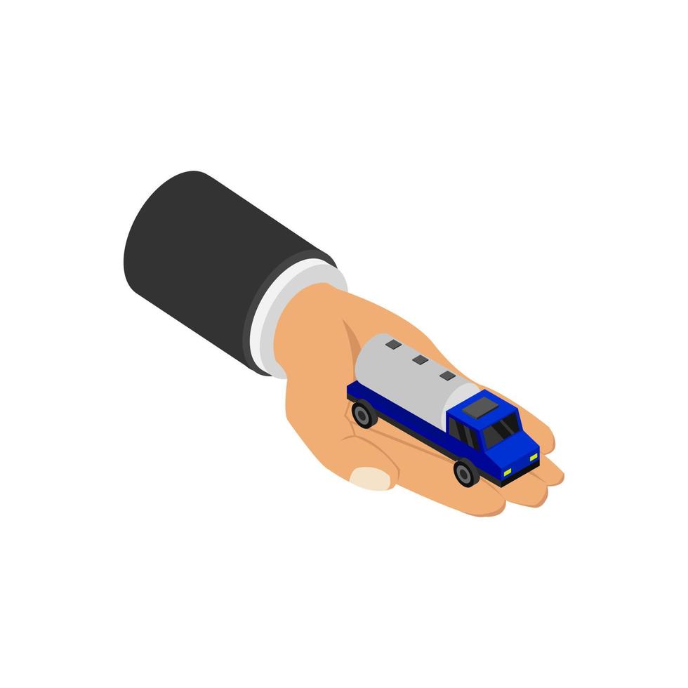Truck in hand isometric vector