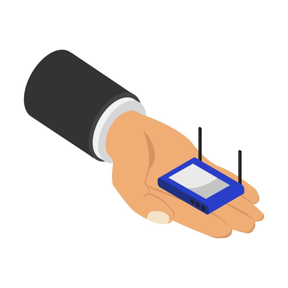 Router in isometric hand vector