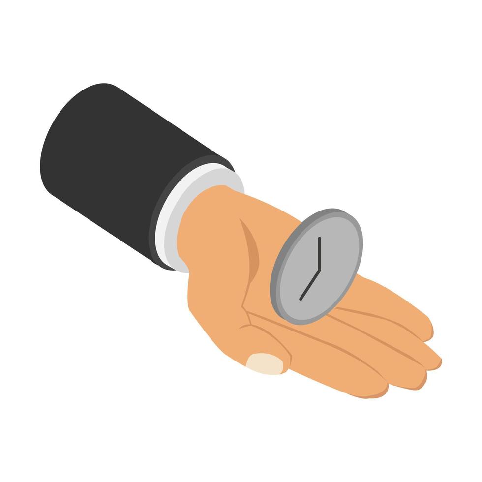 Clock in hand isometric vector