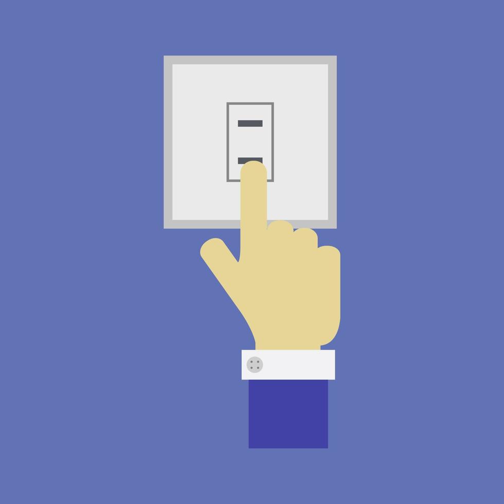 Hand click light switch vector