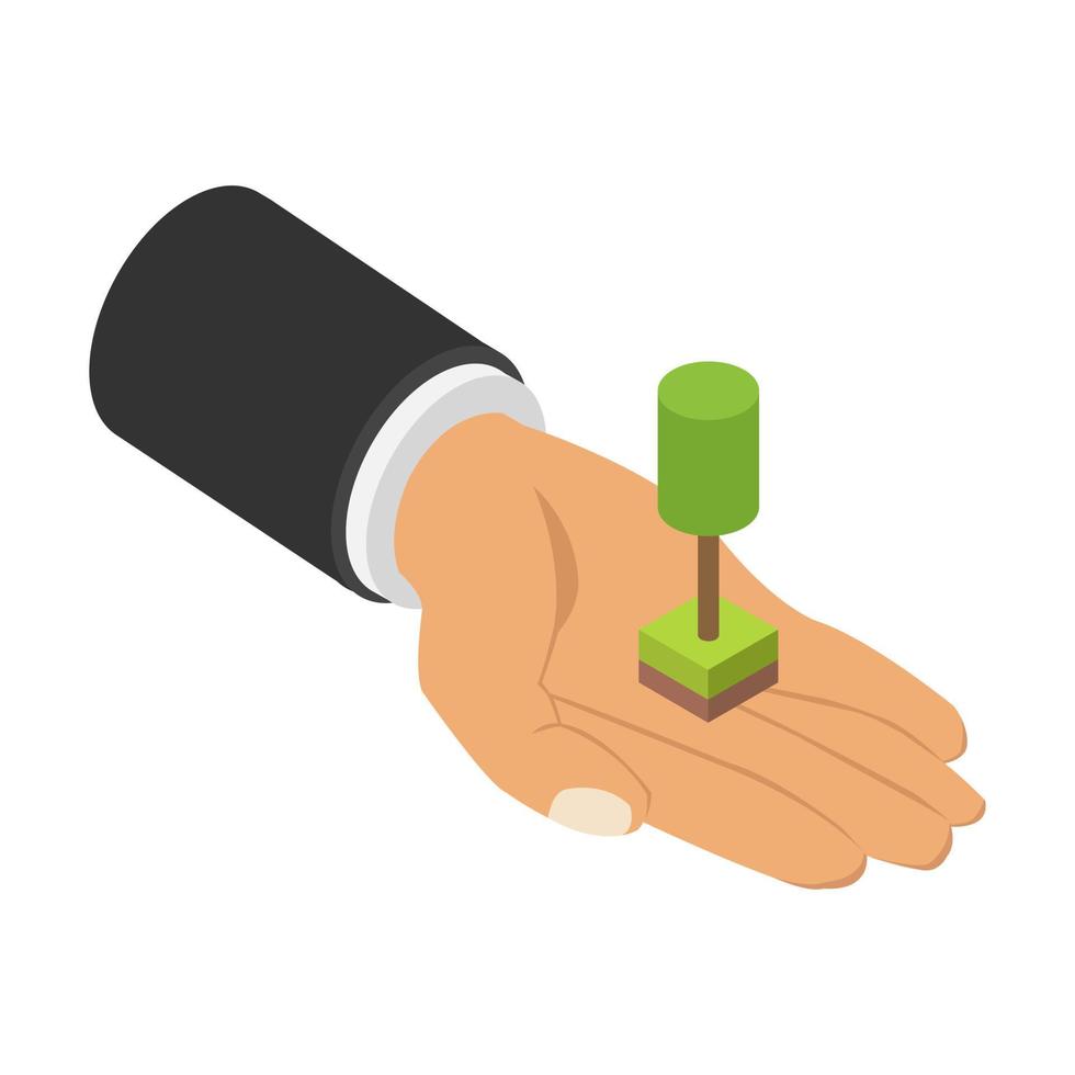 Isometric hand tree vector