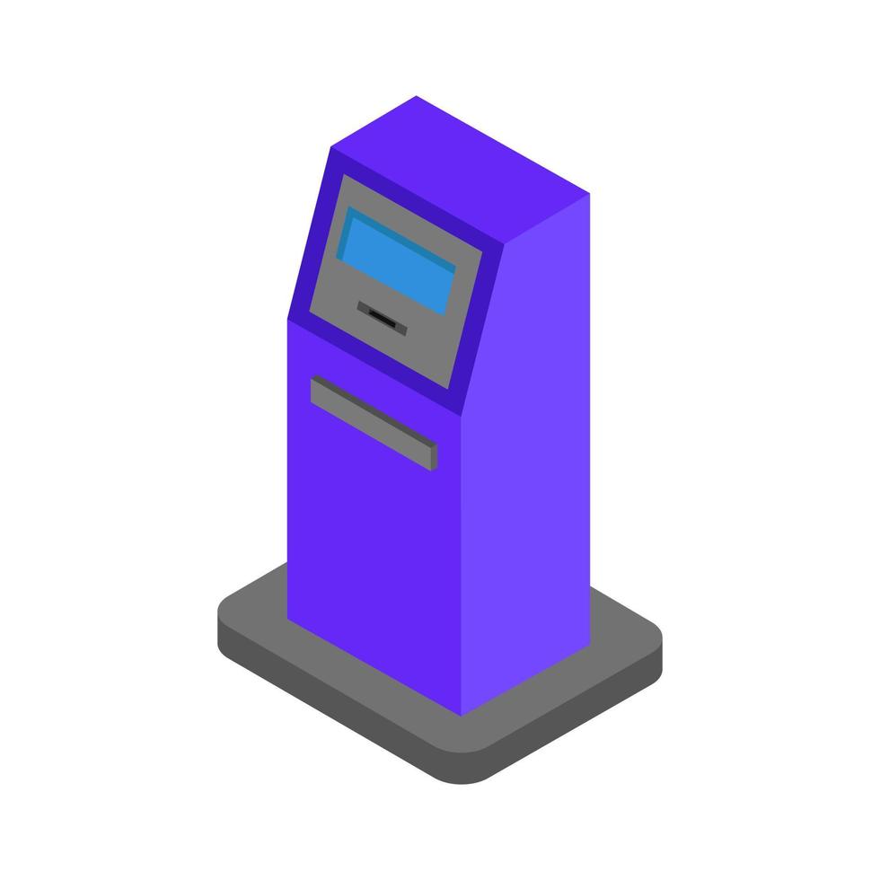 Atm isométrico sobre un fondo blanco. vector