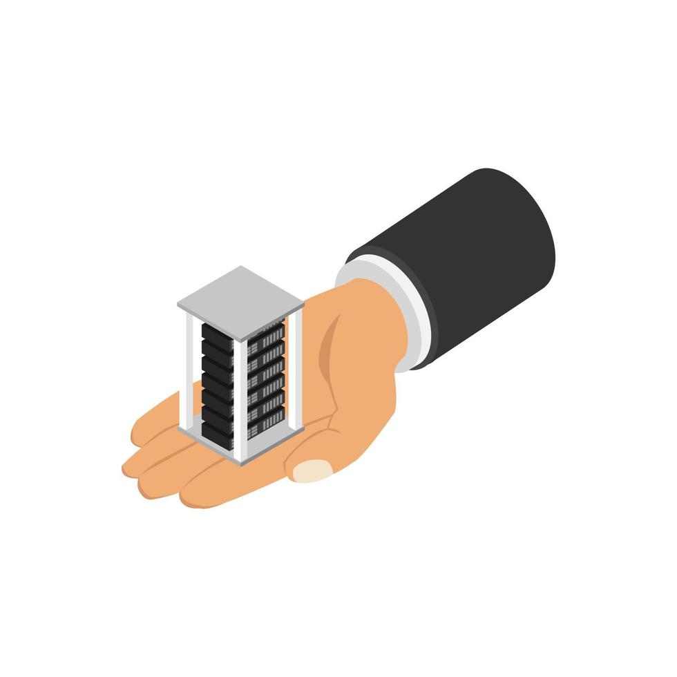 Server in isometric hand vector