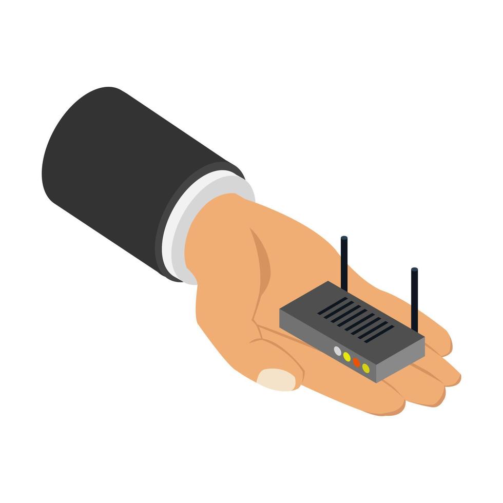 Router in isometric hand vector