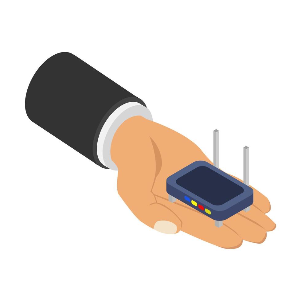 Router in isometric hand vector