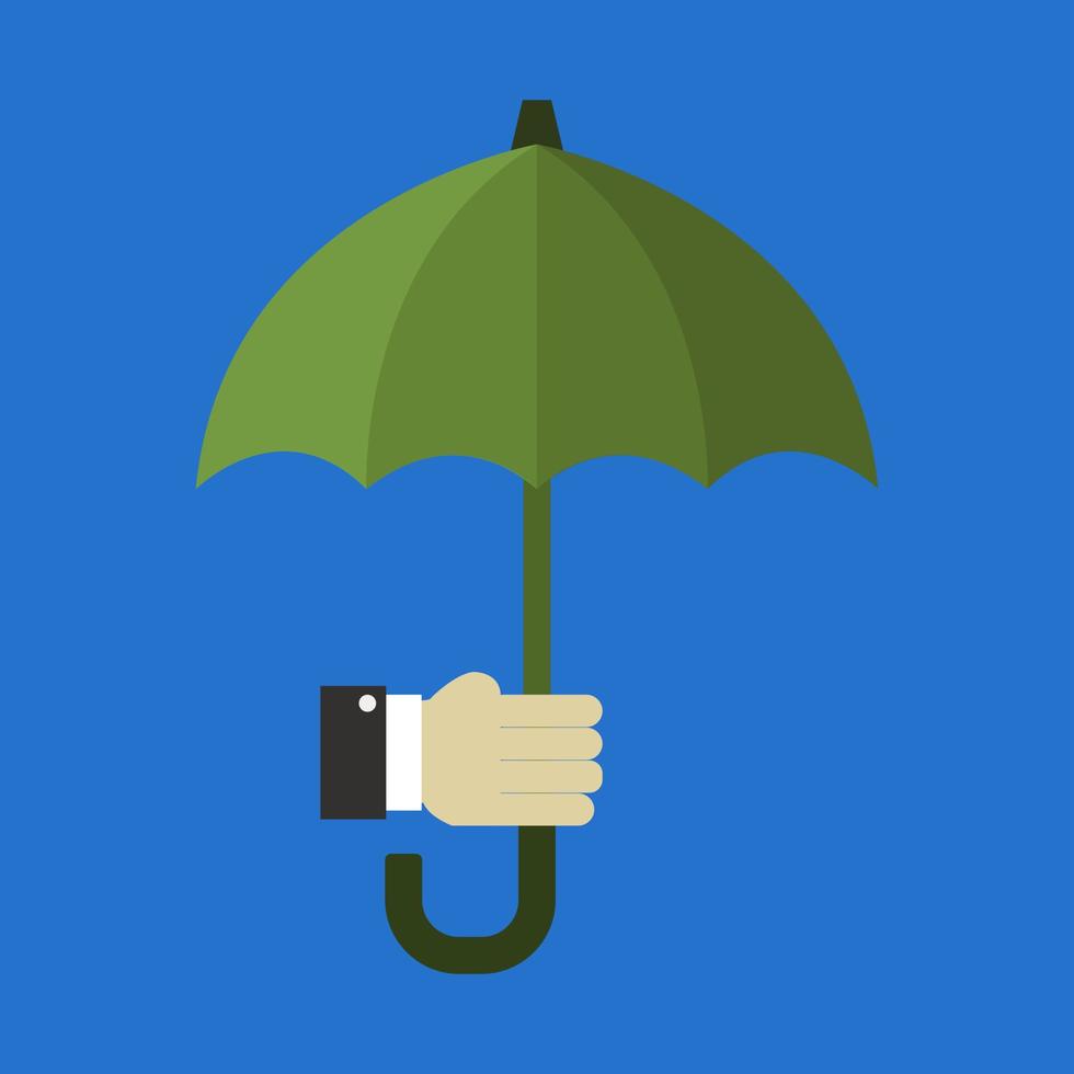 Hand holds umbrella vector