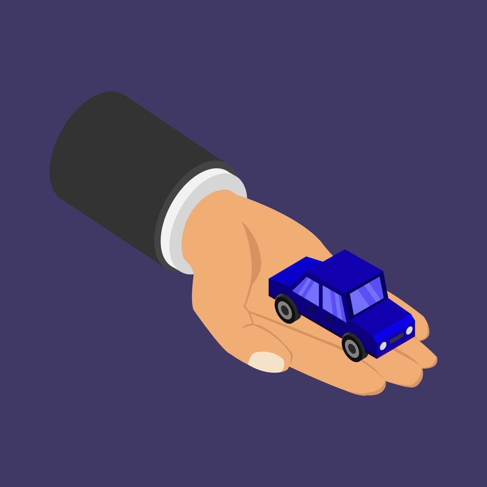 Car on isometric hand vector