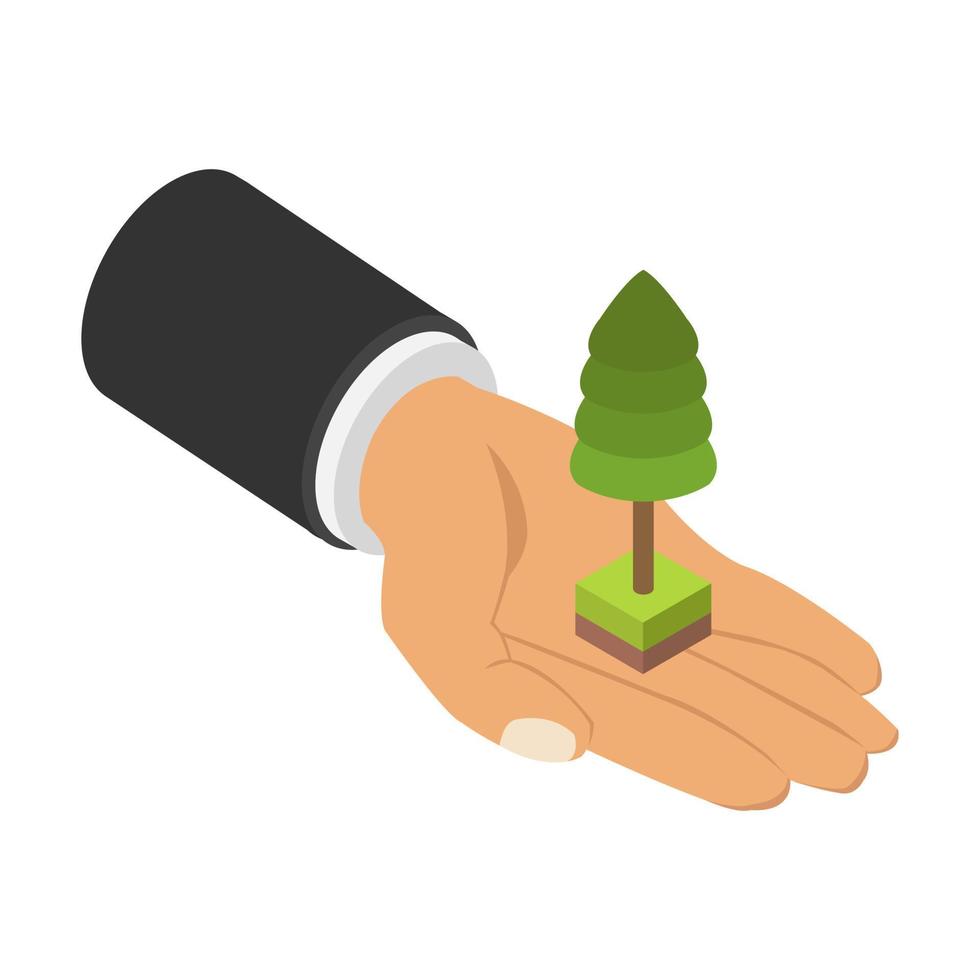 Isometric hand tree vector