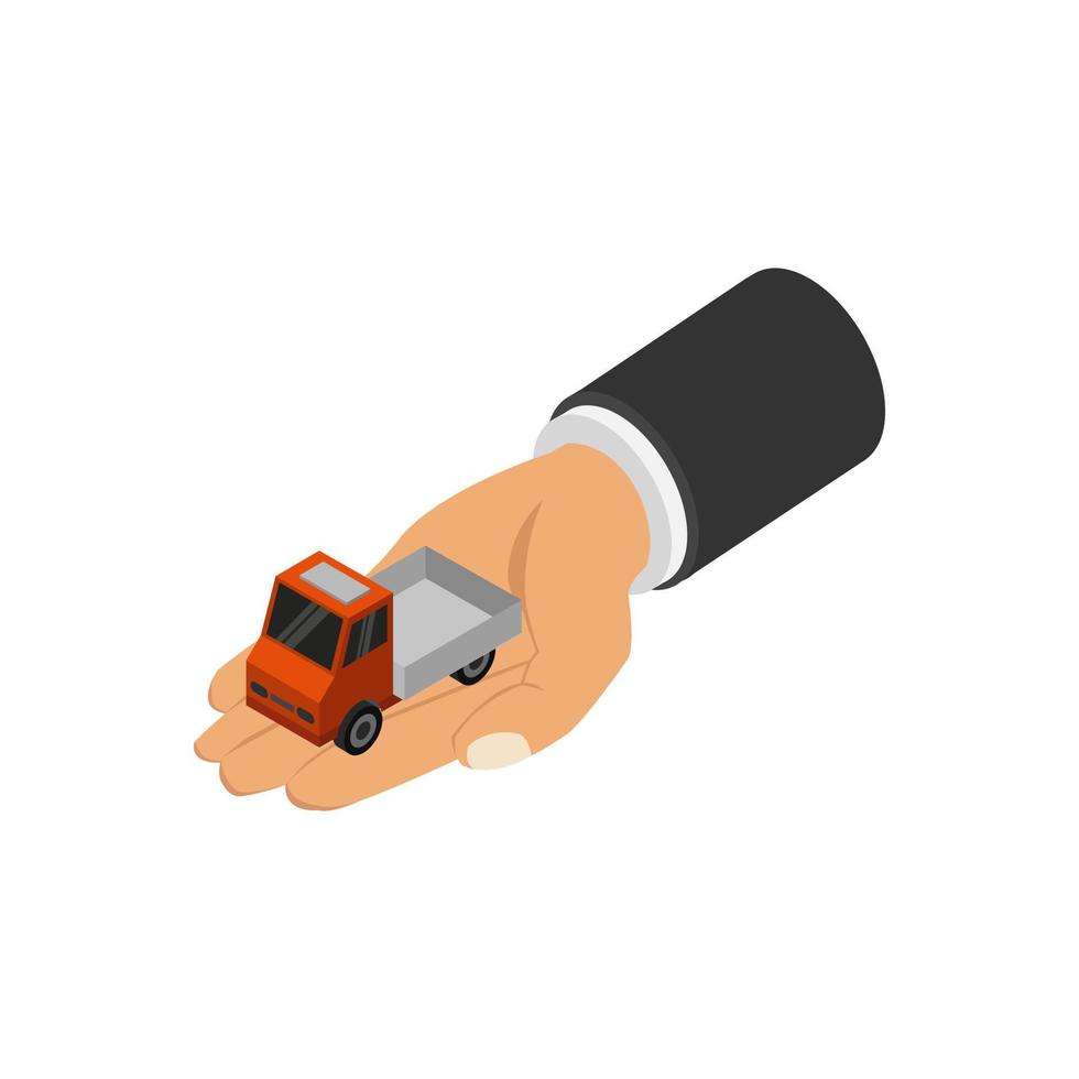 Truck in hand isometric vector