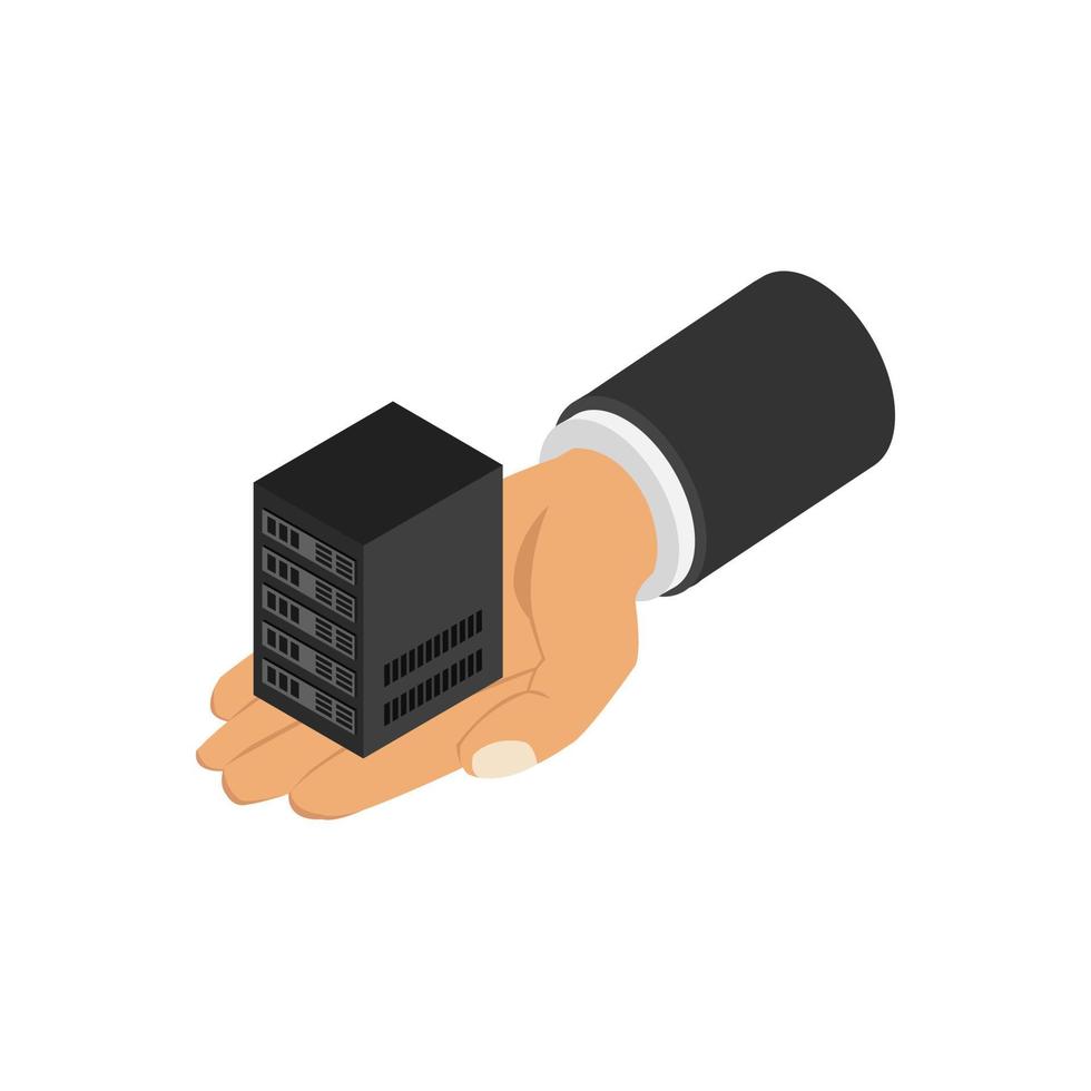 Server in isometric hand vector