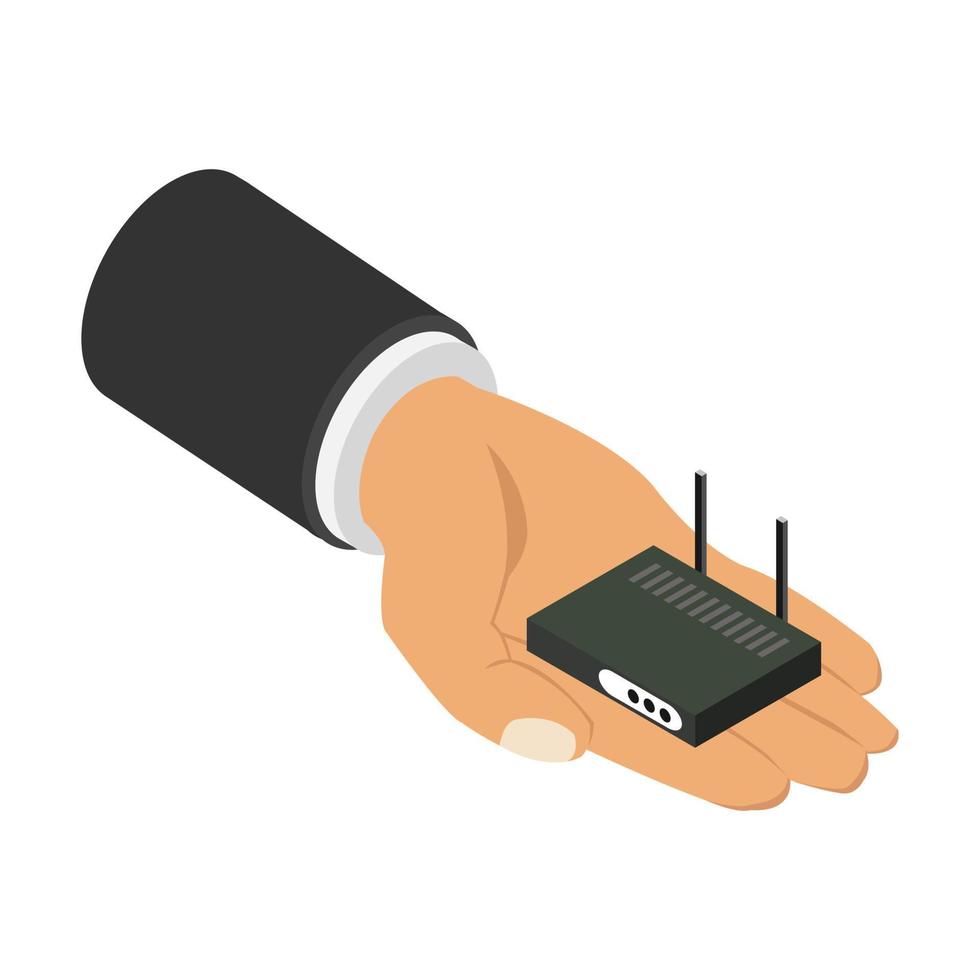 Router in isometric hand vector