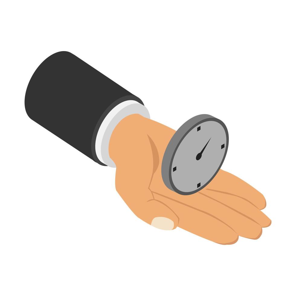 Clock in hand isometric vector