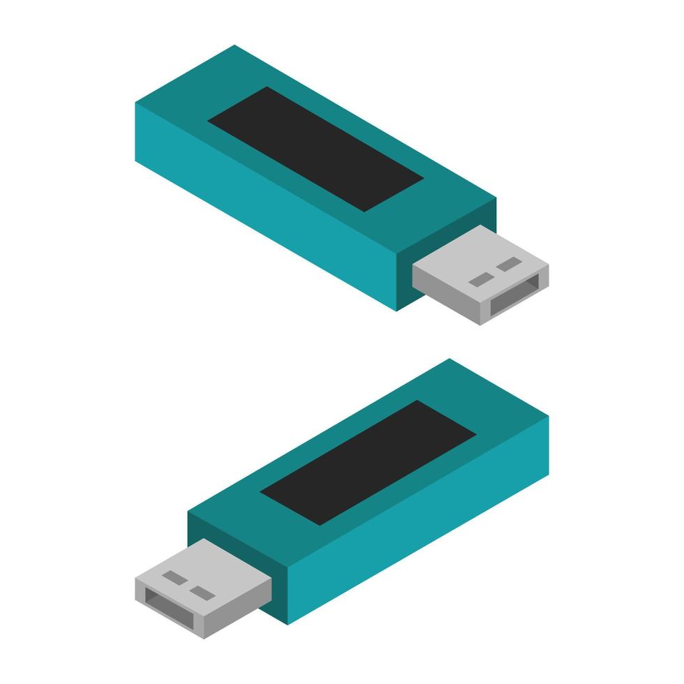 Unidad USB isométrica sobre un fondo blanco. vector