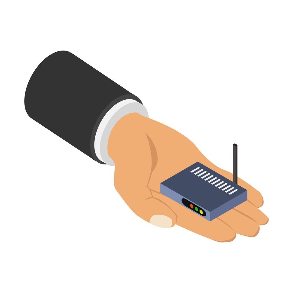 Router in isometric hand vector