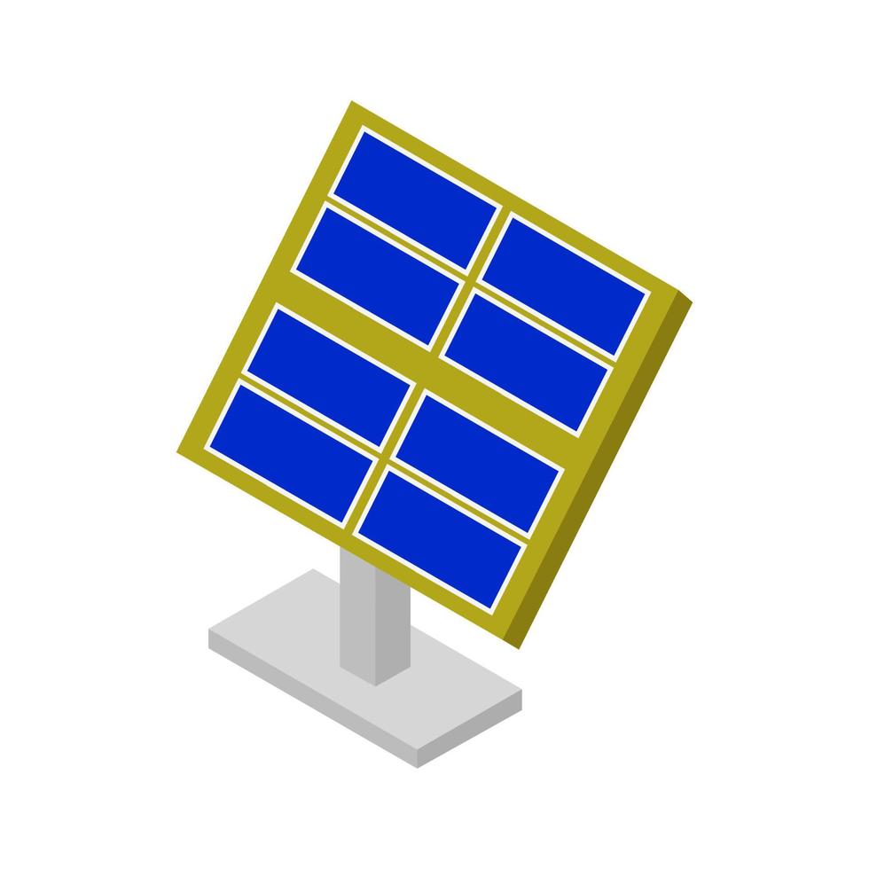 Panel solar isométrico sobre un fondo blanco. vector