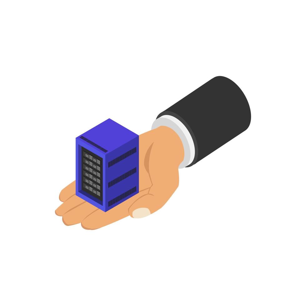 Server in isometric hand vector