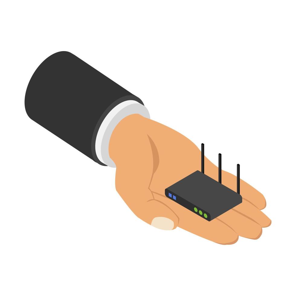 Router in isometric hand vector