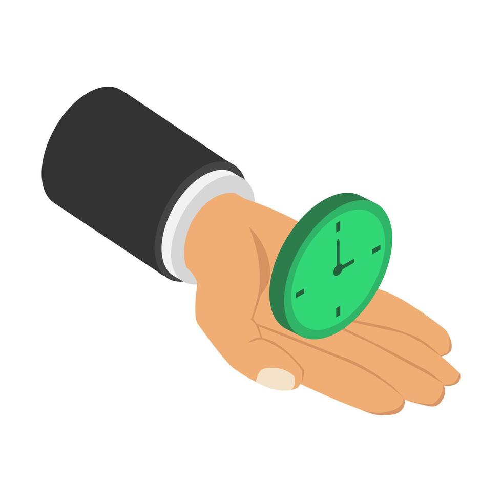 Clock in hand isometric vector