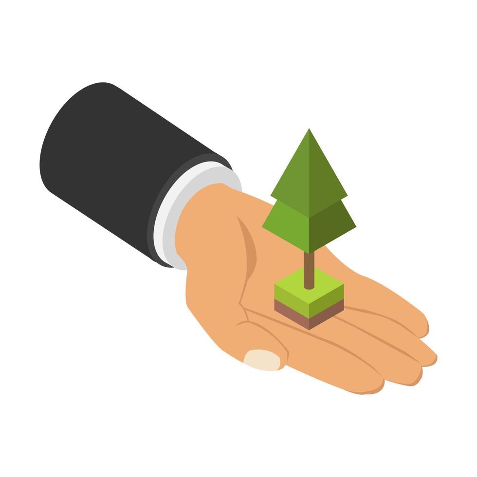 Isometric hand tree vector