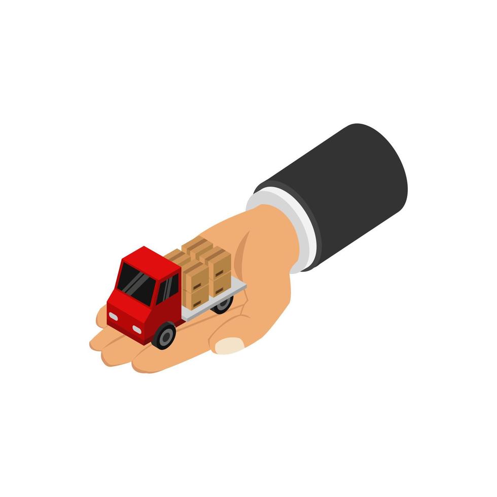 Truck in hand isometric vector