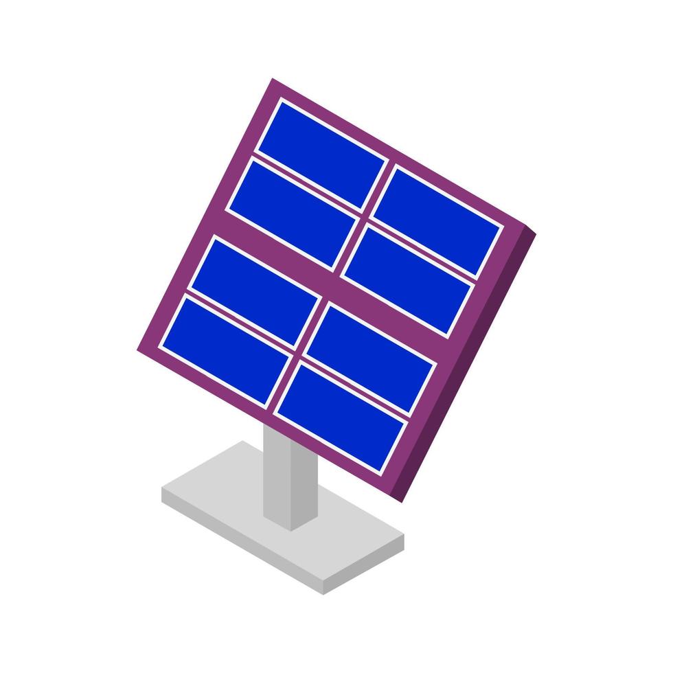 Panel solar isométrico sobre un fondo blanco. vector