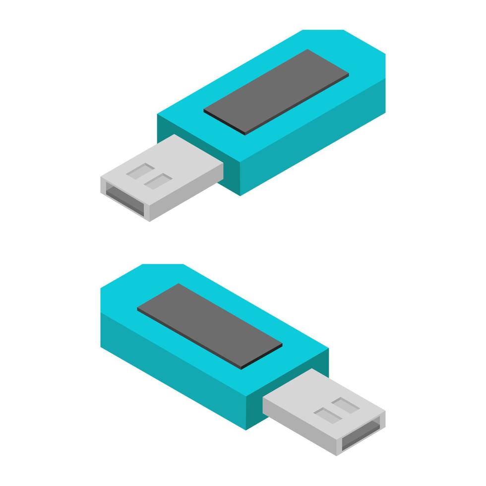 Unidad USB isométrica sobre un fondo blanco. vector