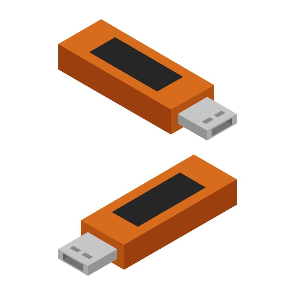 Unidad USB isométrica sobre un fondo blanco. vector