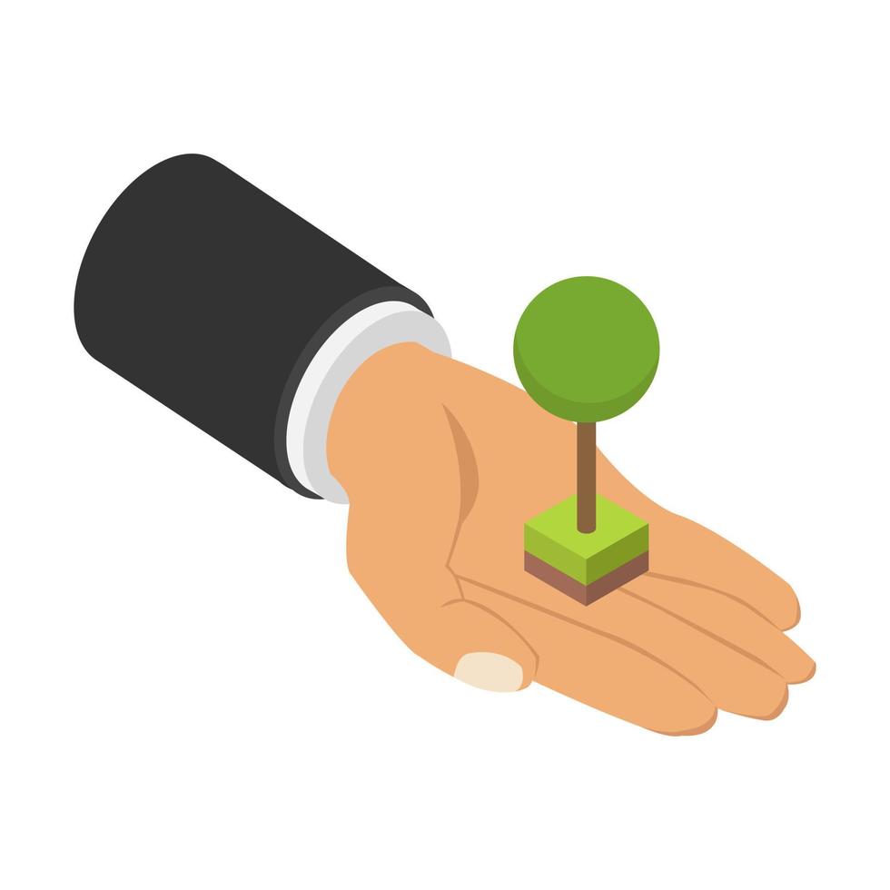 Isometric hand tree vector