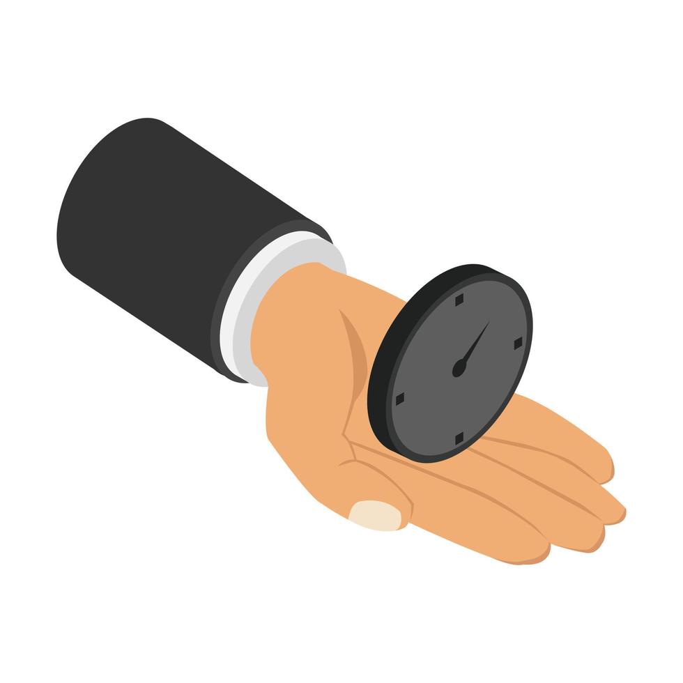 Clock in hand isometric vector