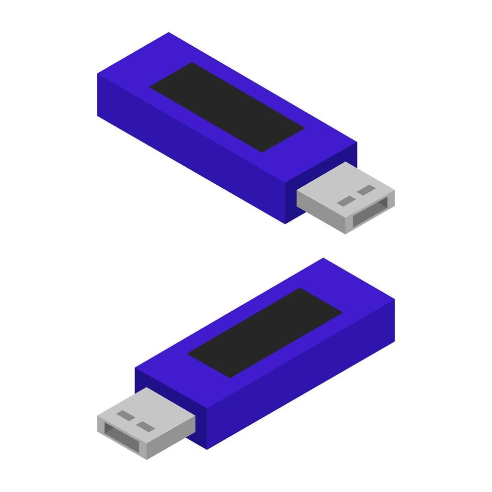 Unidad USB isométrica sobre un fondo blanco. vector