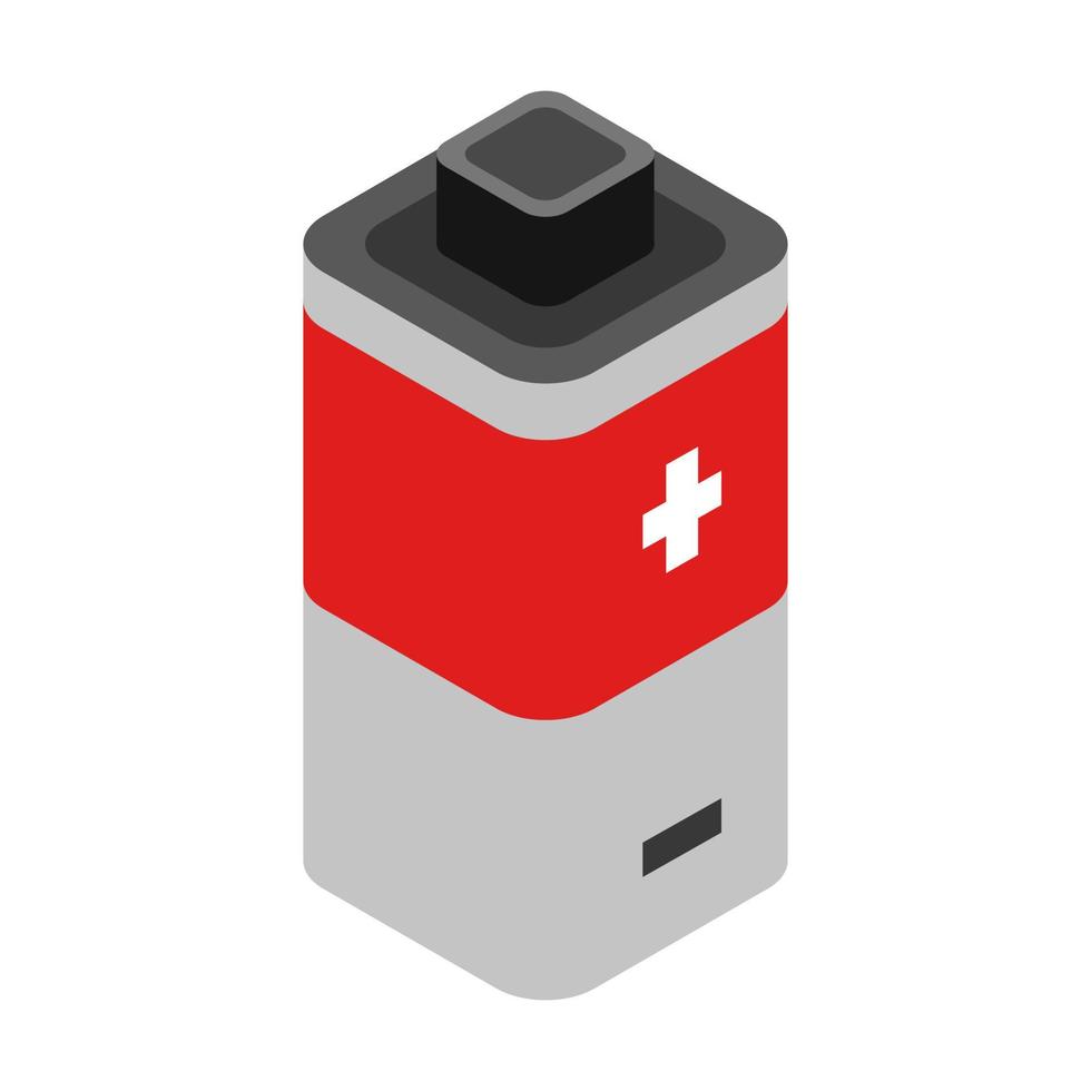 Isometric battery on white background vector