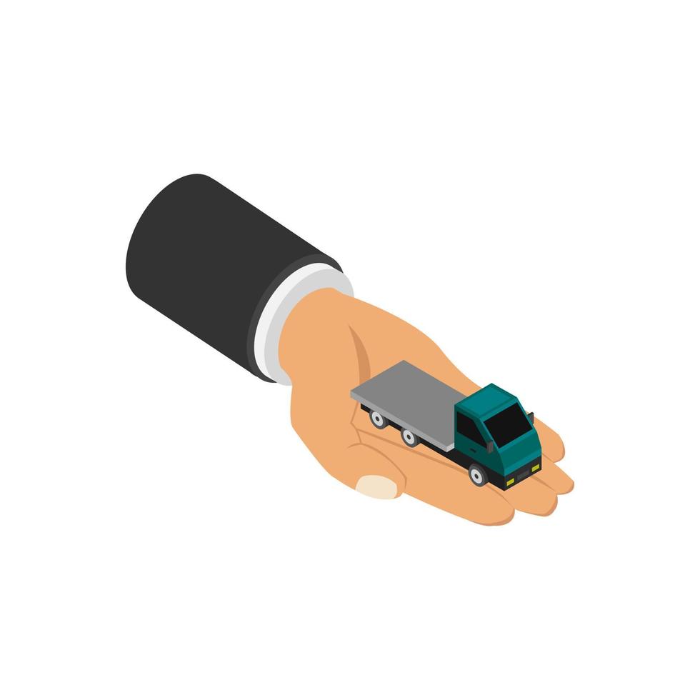 Truck in hand isometric vector