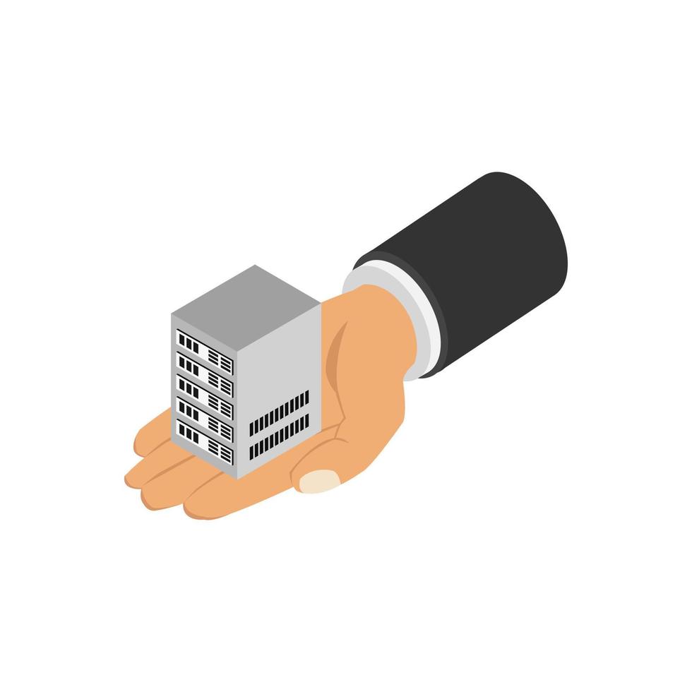 Server in isometric hand vector