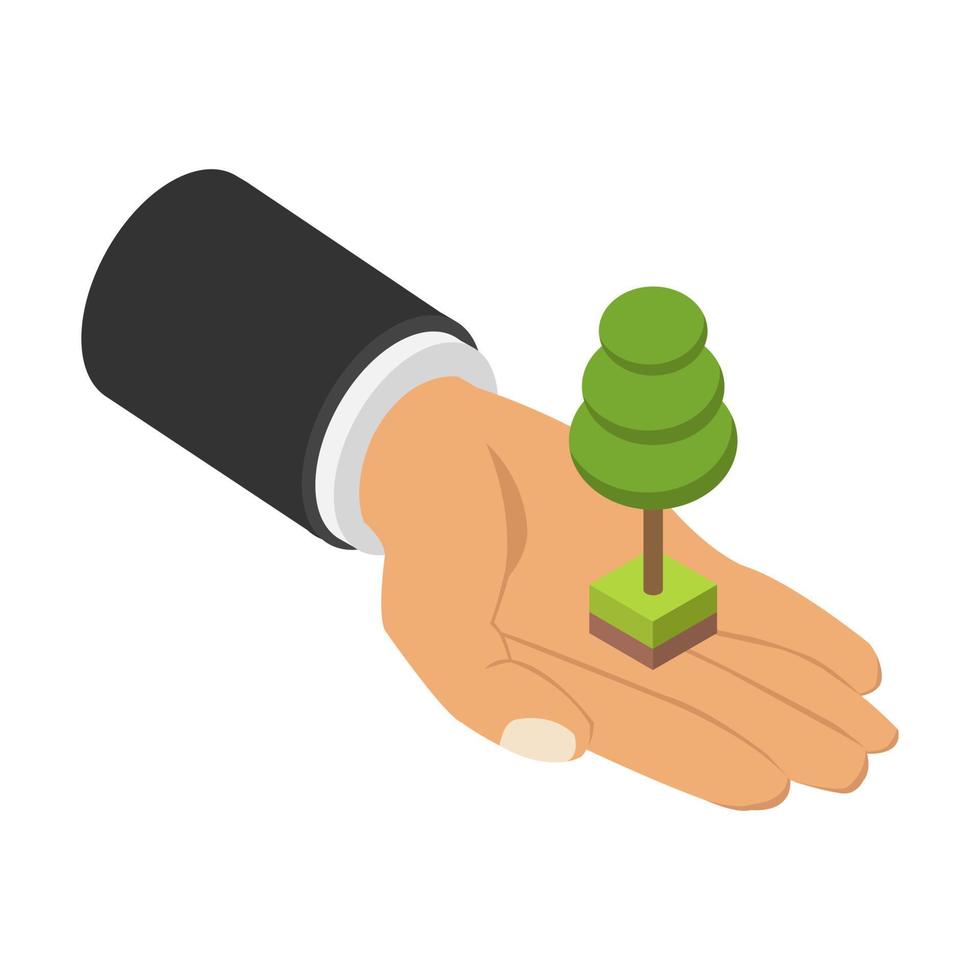 Isometric hand tree vector