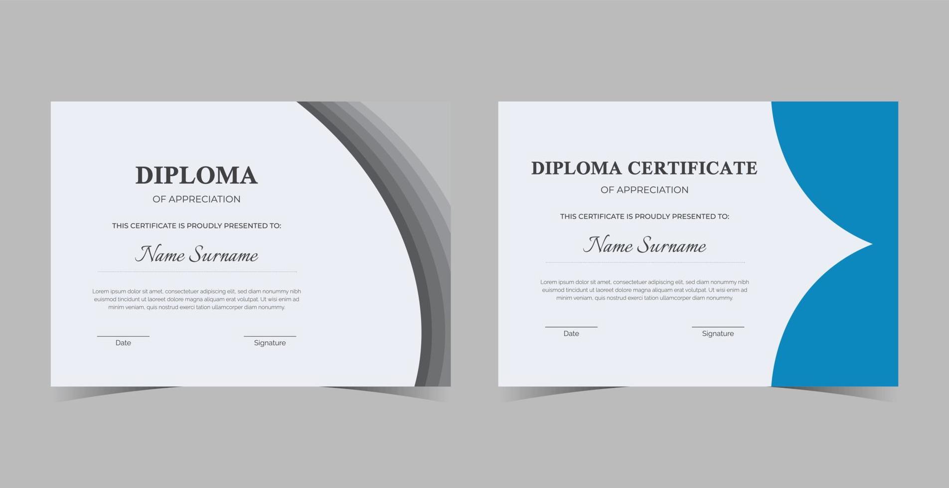 Certificate of Appreciation template, certificate of achievement, awards diploma template vector