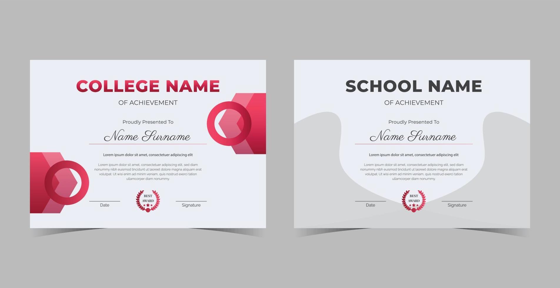 Certificate of Appreciation template, certificate of achievement, awards diploma template vector