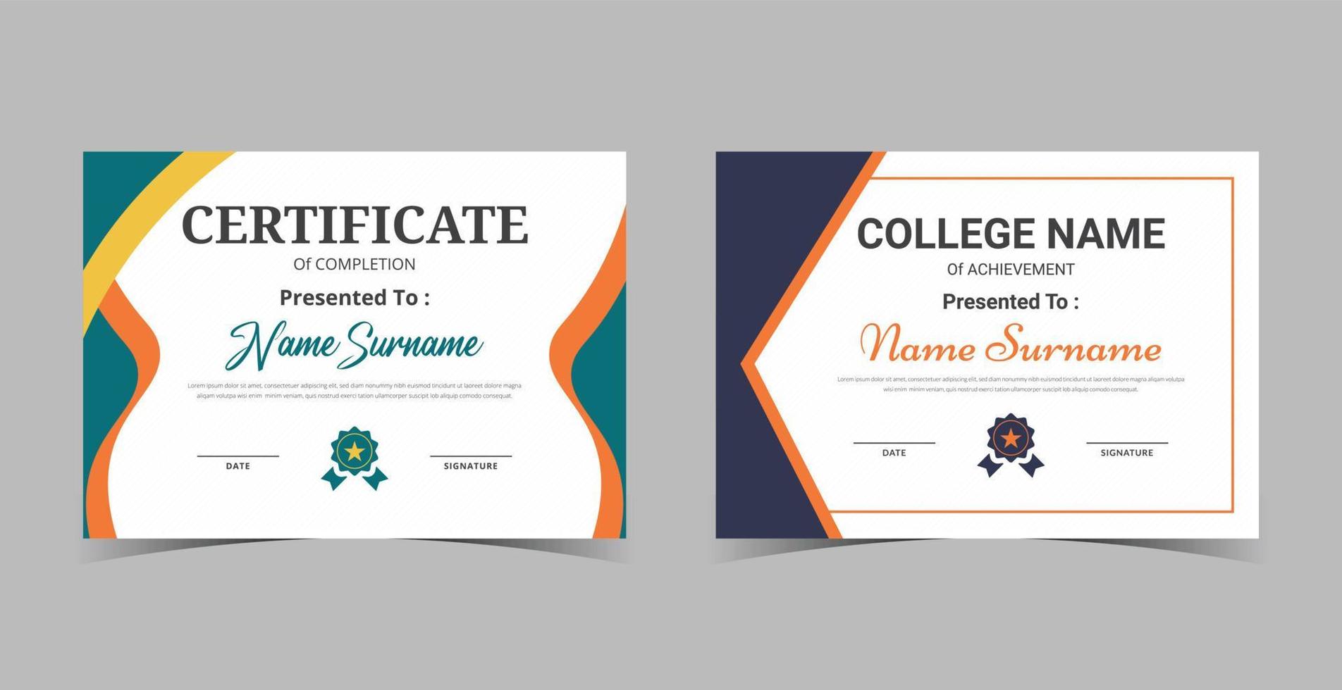 Certificate of Appreciation template, certificate of achievement, awards diploma template vector