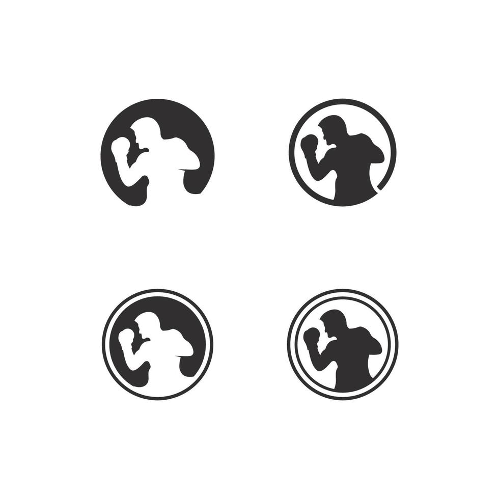 Boxing icon set and boxer sport design illustration symbol of fighter vector